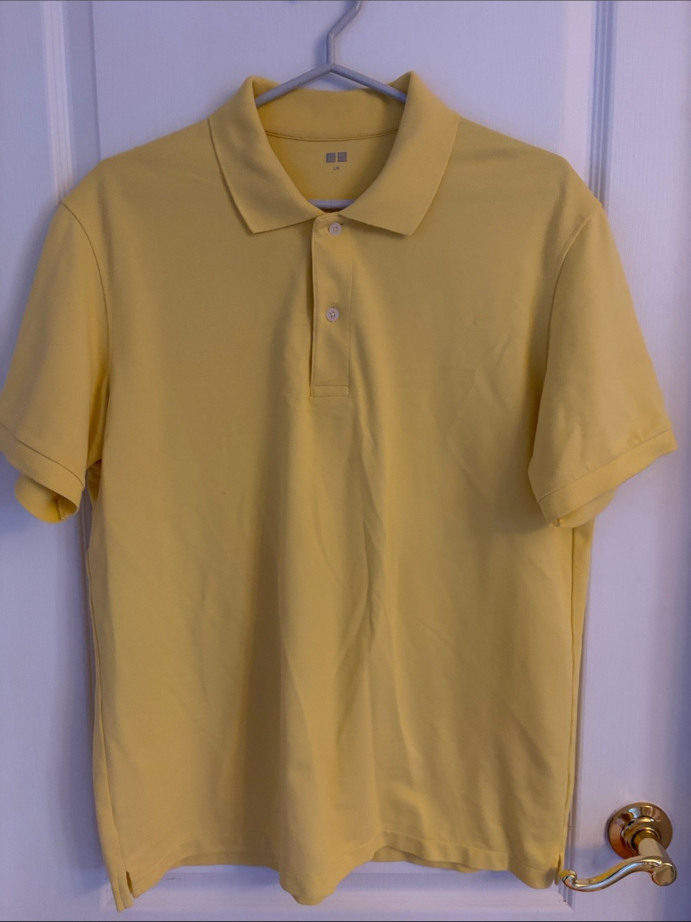 Uniqlo Men's Light Yellow Polo Shirt
